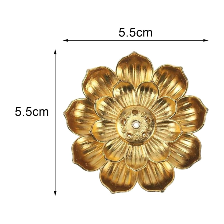 3 Pack Gold Metal Incense Holders ♡ | Premium Incense Holder + 5.5 cm + Zinc Alloy + Gold Lotus Incense Sticks Holder + Relaxation + Peace + Aesthetic + Room Decoration - Image 4