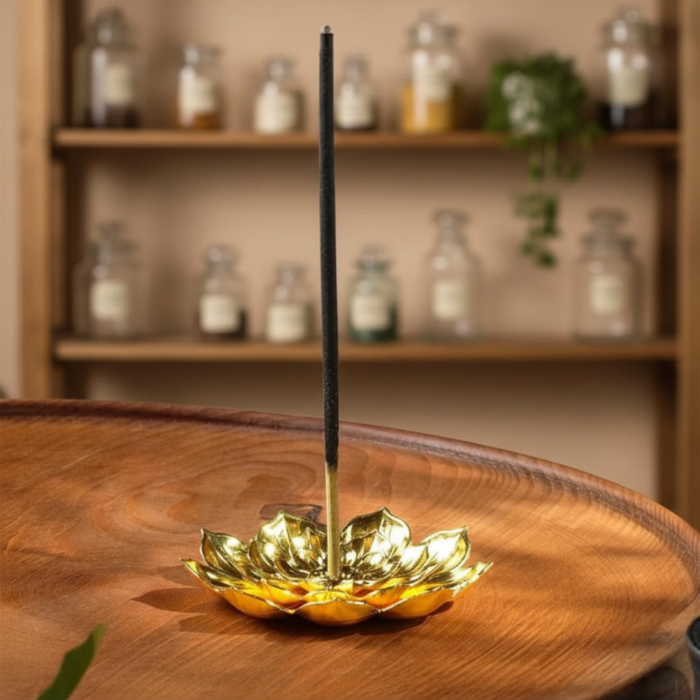 3 Pack Gold Metal Incense Holders ♡ | Premium Incense Holder + 5.5 cm + Zinc Alloy + Gold Lotus Incense Sticks Holder + Relaxation + Peace + Aesthetic + Room Decoration - Image 3